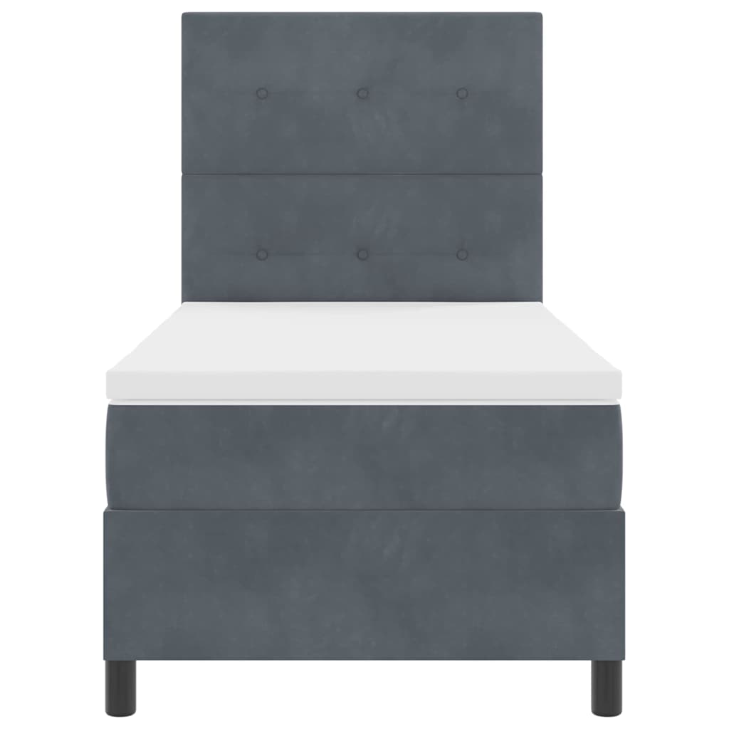 LED Boxspringbett mit Matratze Dunkelgrau 90 x 200 cm Stoff