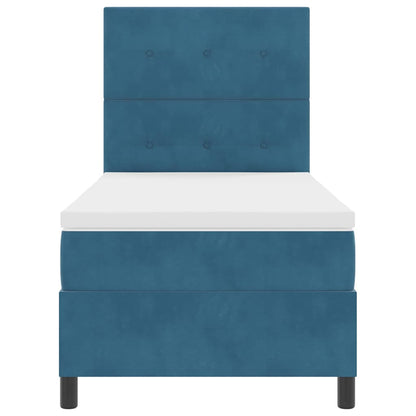 LED Boxspringbett mit Matratze Dunkelblau 90 x 200 cm Stoff