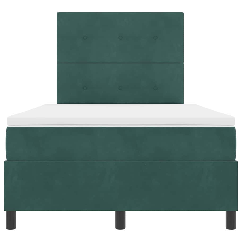 LED Boxspringbett mit Matratze Dunkelgrün 120 x 190 cm Samt
