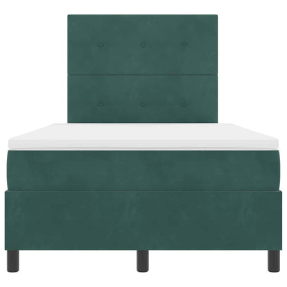 LED Boxspringbett mit Matratze Dunkelgrün 120 x 190 cm Samt