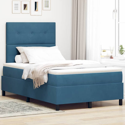 vidaXL LED Boxspringbett mit Matratze Dunkelblau 120 x 190 cm Stoff