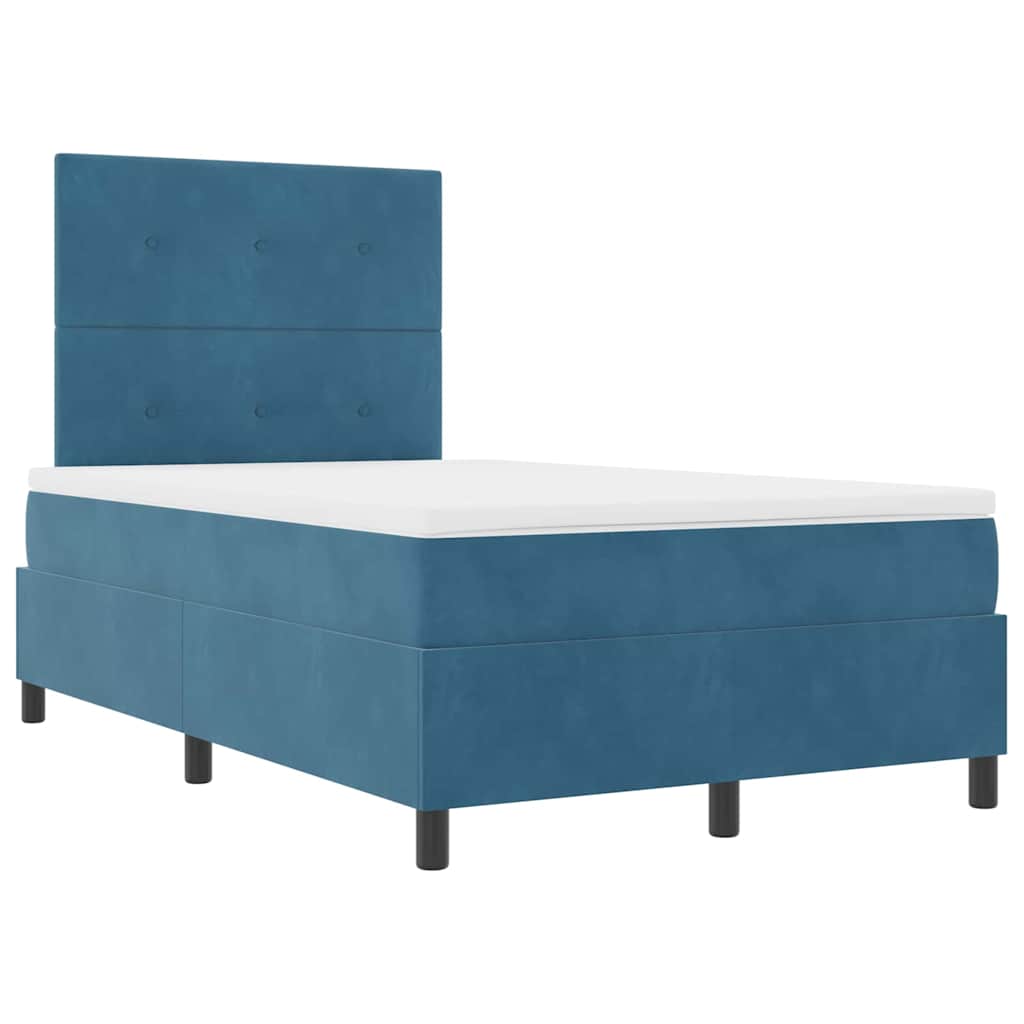 vidaXL LED Boxspringbett mit Matratze Dunkelblau 120 x 190 cm Stoff