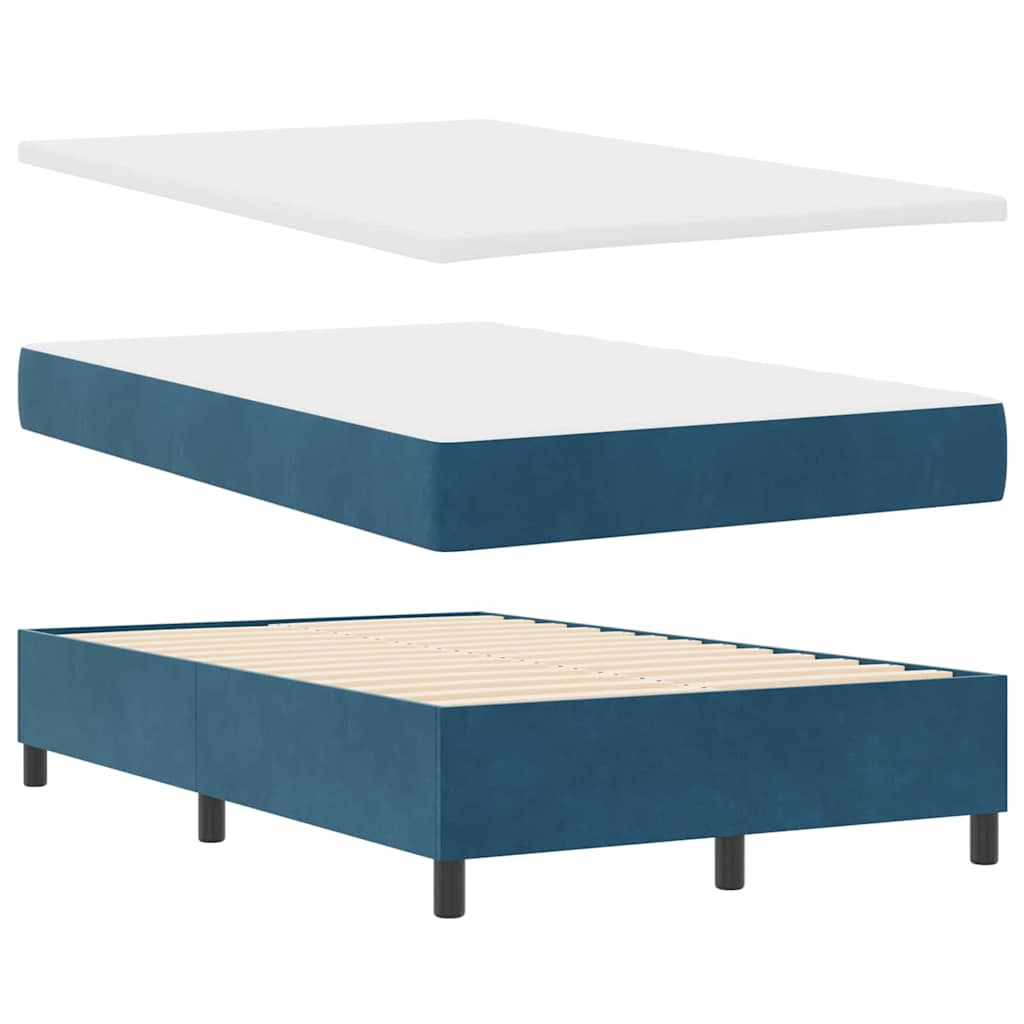 vidaXL LED Boxspringbett mit Matratze Dunkelblau 120 x 190 cm Stoff
