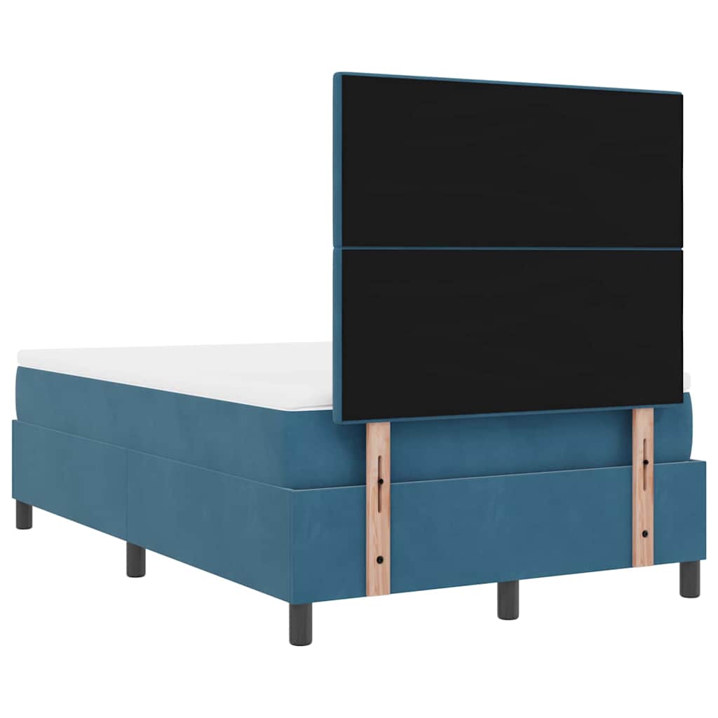 vidaXL LED Boxspringbett mit Matratze Dunkelblau 120 x 190 cm Stoff
