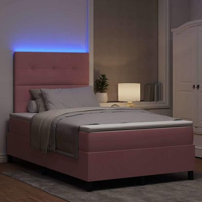 LED Boxspringbett mit Matratze Rosa 120 x 190 cm Samt