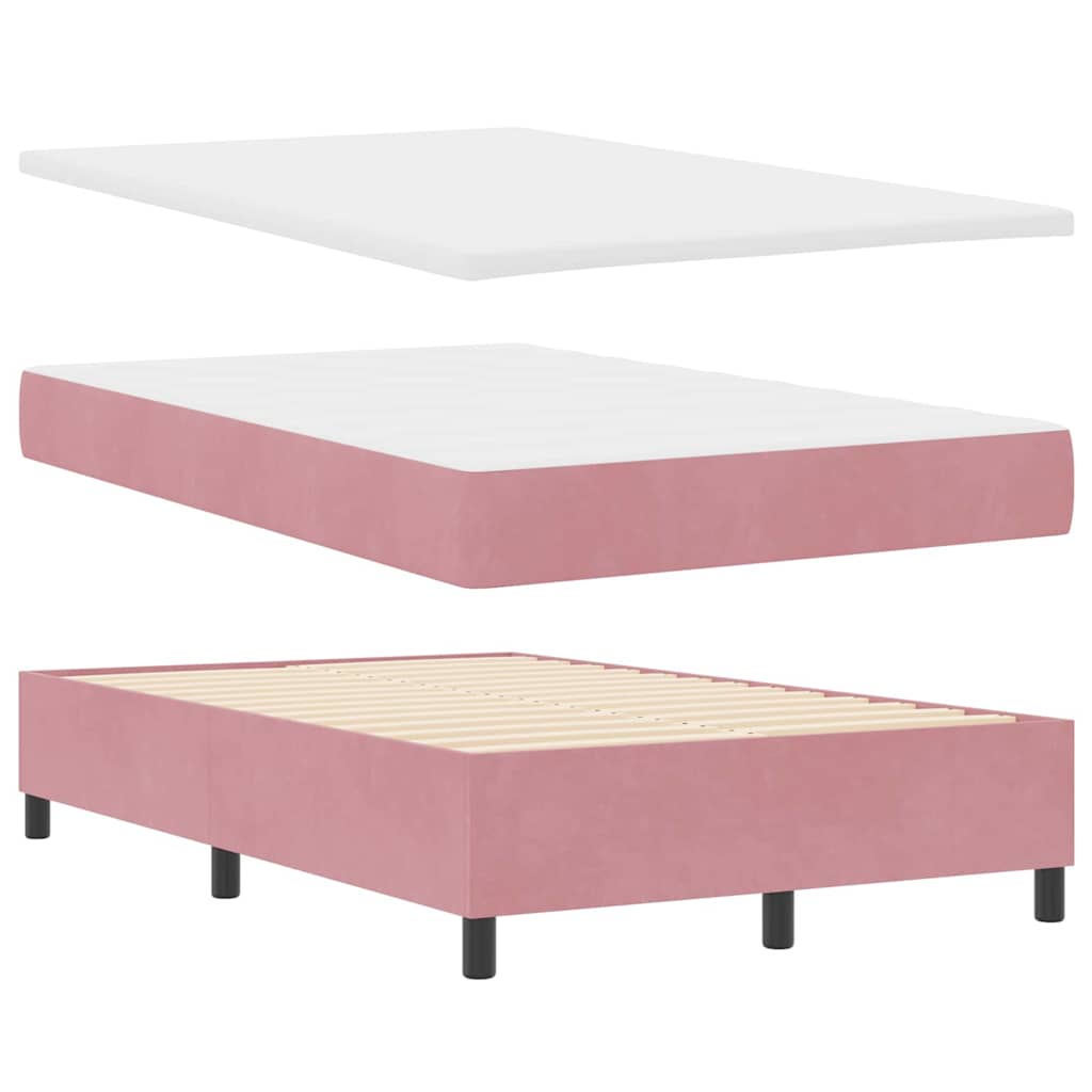 LED Boxspringbett mit Matratze Rosa 120 x 190 cm Samt