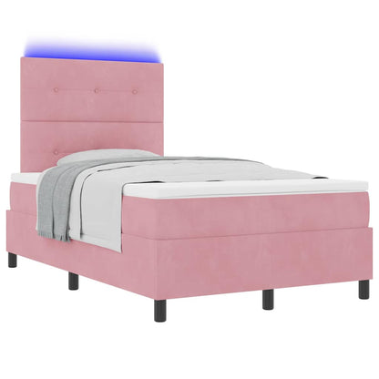 LED Boxspringbett mit Matratze Rosa 120 x 190 cm Samt