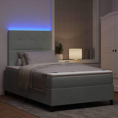 LED Boxspringbett mit Matratze Hellgrau 120 x 200 cm Stoff