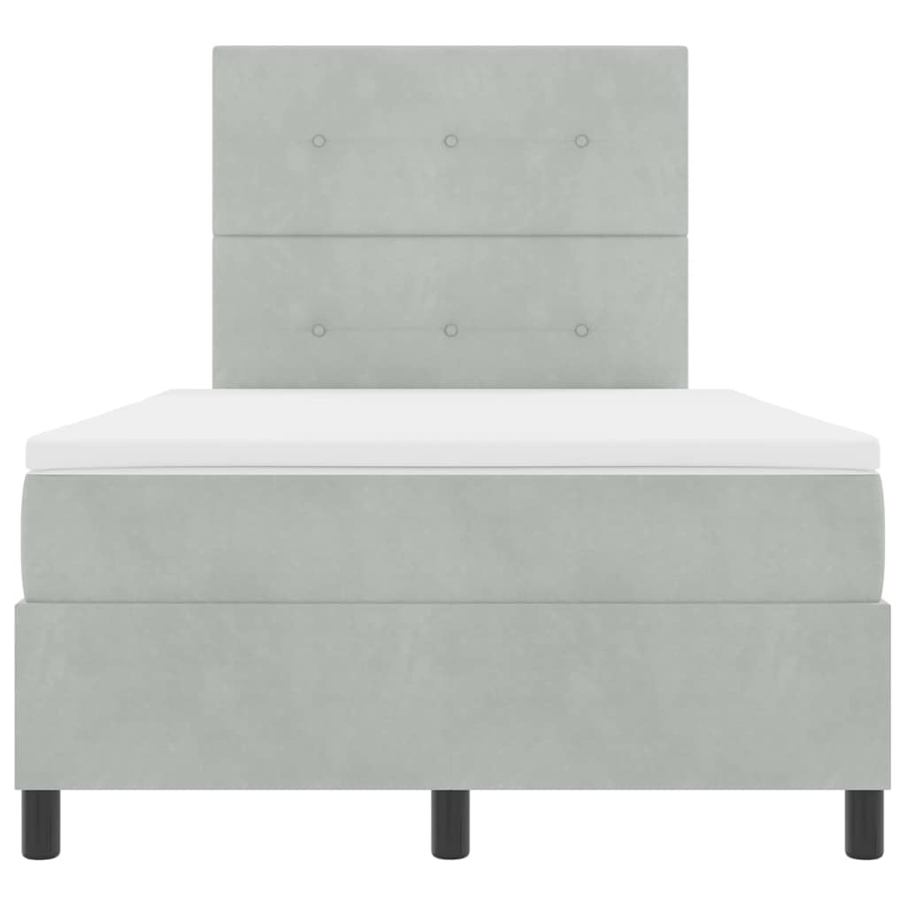 LED Boxspringbett mit Matratze Hellgrau 120 x 200 cm Stoff