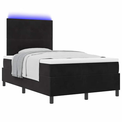 LED Boxspringbett mit Matratze Schwarz 120 x 200 cm Stoff