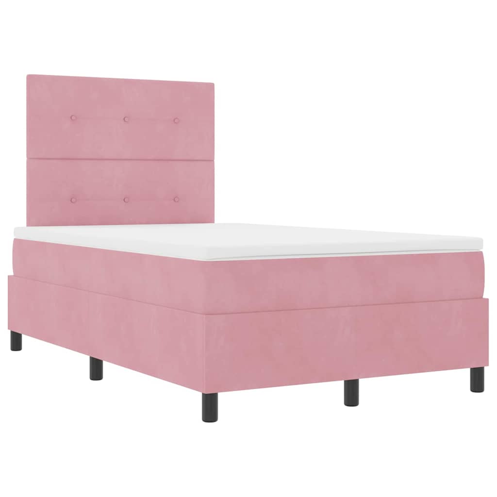 LED Boxspringbett mit Matratze Rosa 120 x 200 cm Stoff