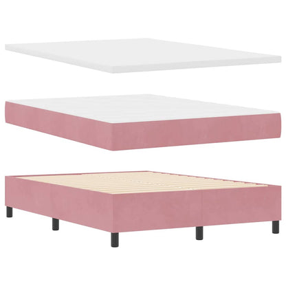 LED Boxspringbett mit Matratze Rosa 140 x 190 cm Samt