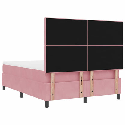 LED Boxspringbett mit Matratze Rosa 140 x 190 cm Samt