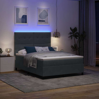 LED Boxspringbett mit Matratze Dunkelgrau 160 x 200 cm Stoff