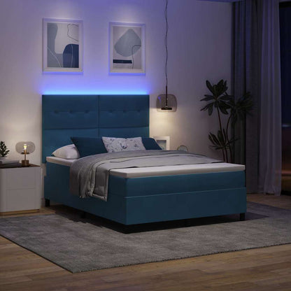 LED Boxspringbett mit Matratze Dunkelblau 160 x 200 cm Stoff