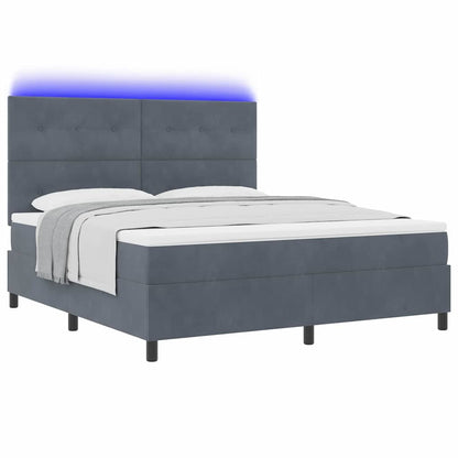 LED Boxspringbett mit Matratze Dunkelgrau 180 x 200 cm Stoff