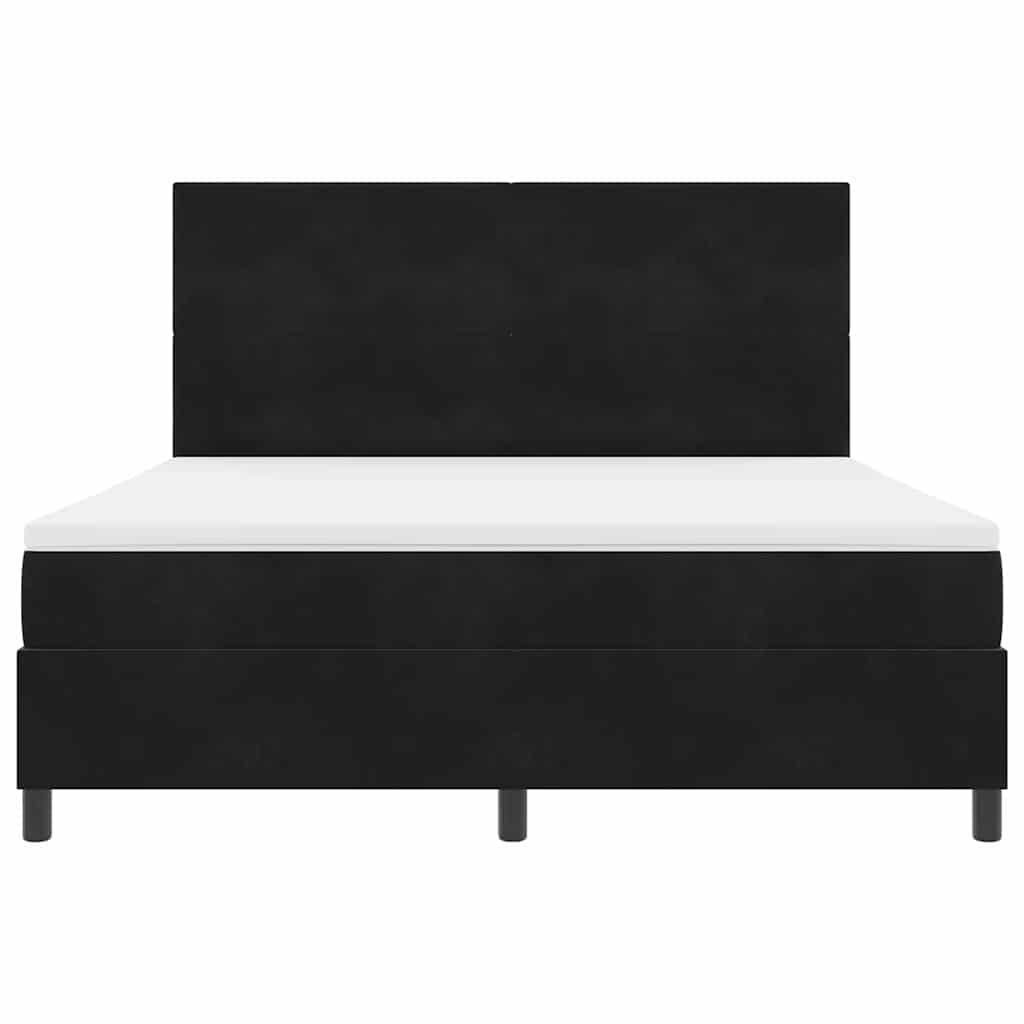 LED Boxspringbett mit Matratze Schwarz 180 x 200 cm Samt