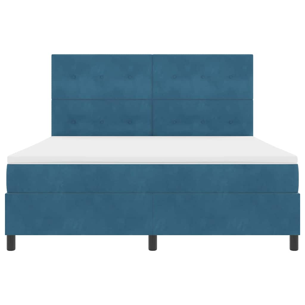 LED Boxspringbett mit Matratze Dunkelblau 180 x 200 cm Samt