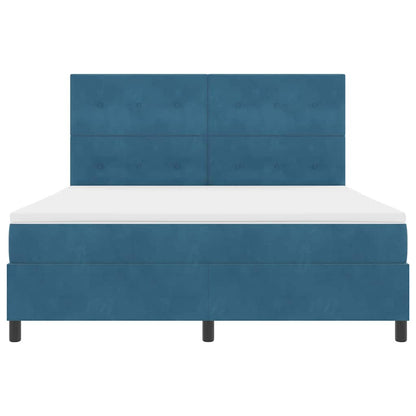 LED Boxspringbett mit Matratze Dunkelblau 180 x 200 cm Samt
