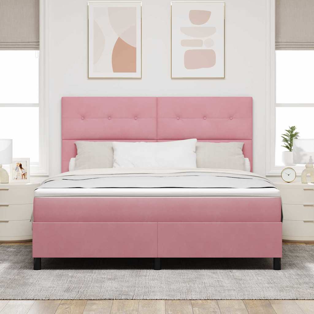 LED Boxspringbett mit Matratze Rosa 180 x 200 cm Samt