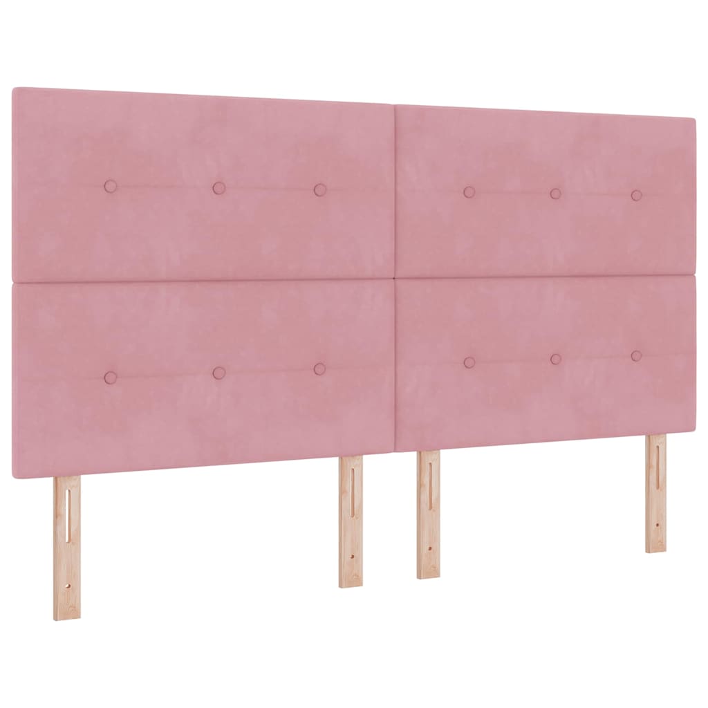 LED Boxspringbett mit Matratze Rosa 180 x 200 cm Samt