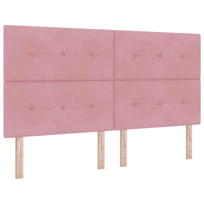 LED Boxspringbett mit Matratze Rosa 180 x 200 cm Samt