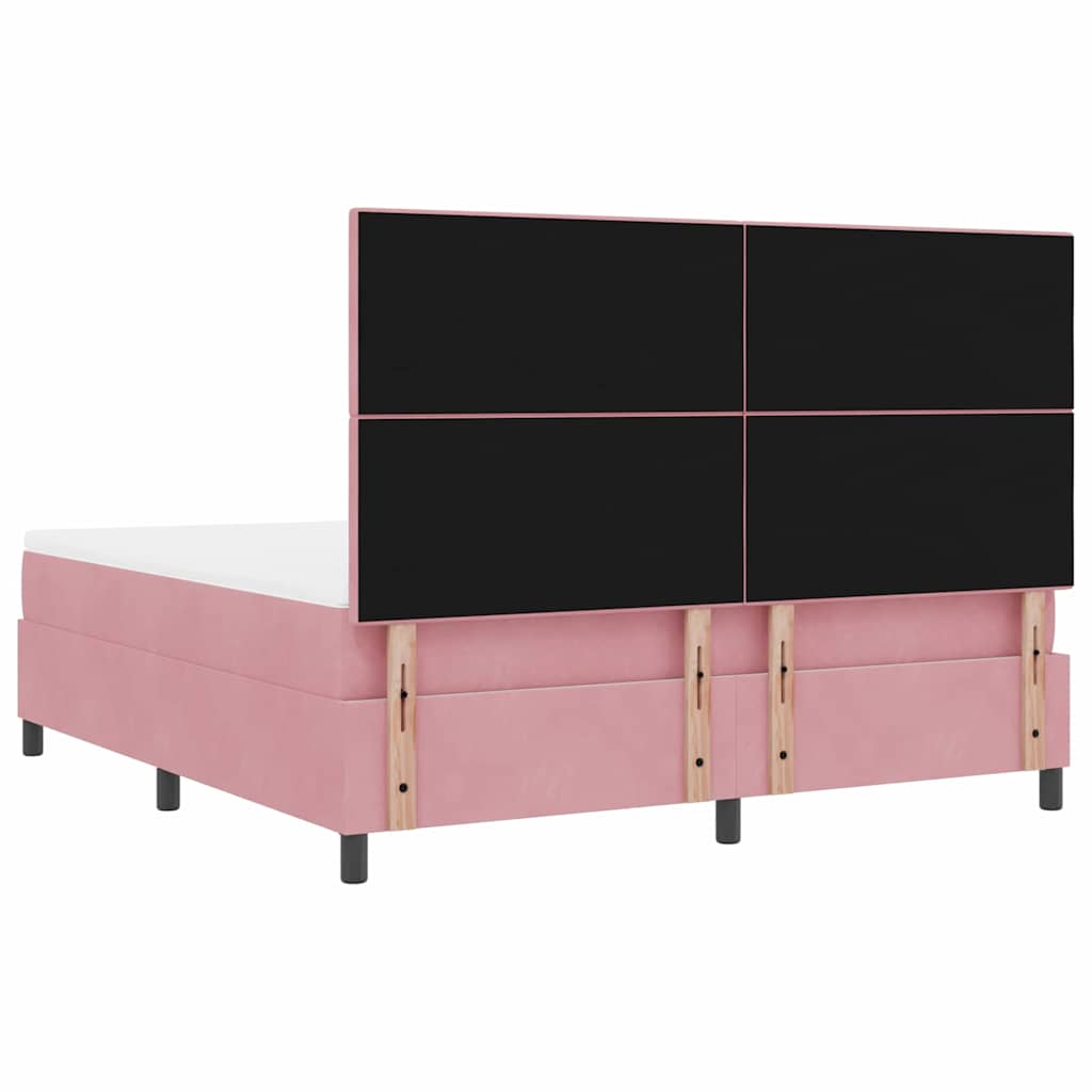 LED Boxspringbett mit Matratze Rosa 180 x 200 cm Samt