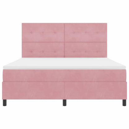 LED Boxspringbett mit Matratze Rosa 180 x 200 cm Samt