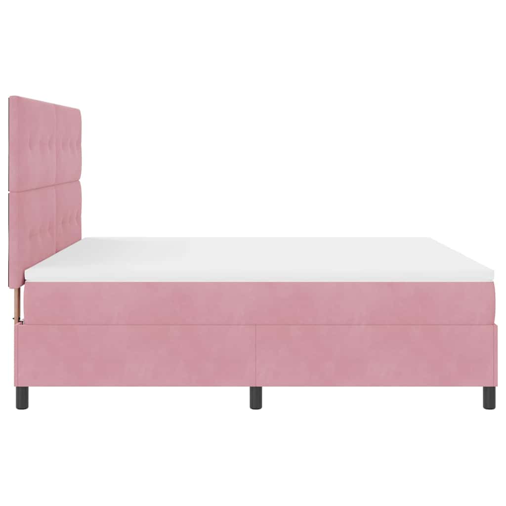 LED Boxspringbett mit Matratze Rosa 180 x 200 cm Samt