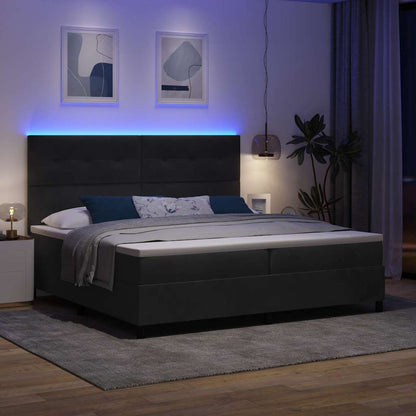 LED Boxspringbett mit Matratze Schwarz 200 x 200 cm Samt