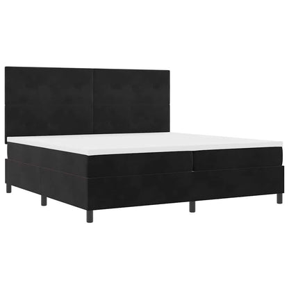 LED Boxspringbett mit Matratze Schwarz 200 x 200 cm Samt