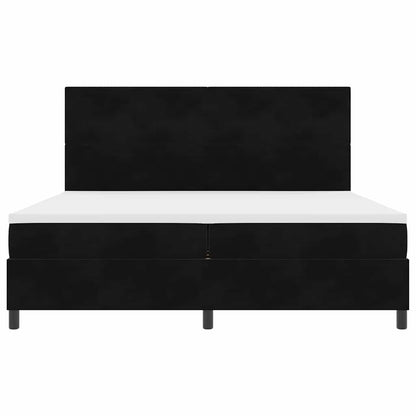 LED Boxspringbett mit Matratze Schwarz 200 x 200 cm Samt