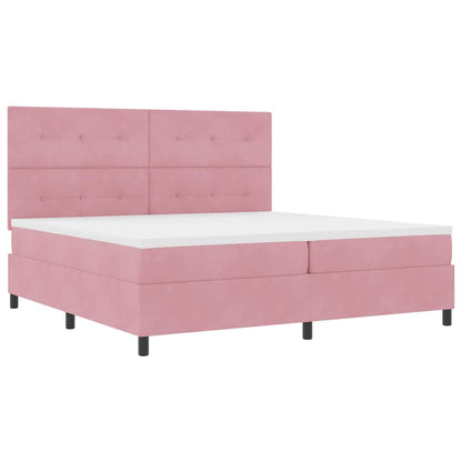 LED Boxspringbett mit Matratze Rosa 200 x 200 cm Stoff