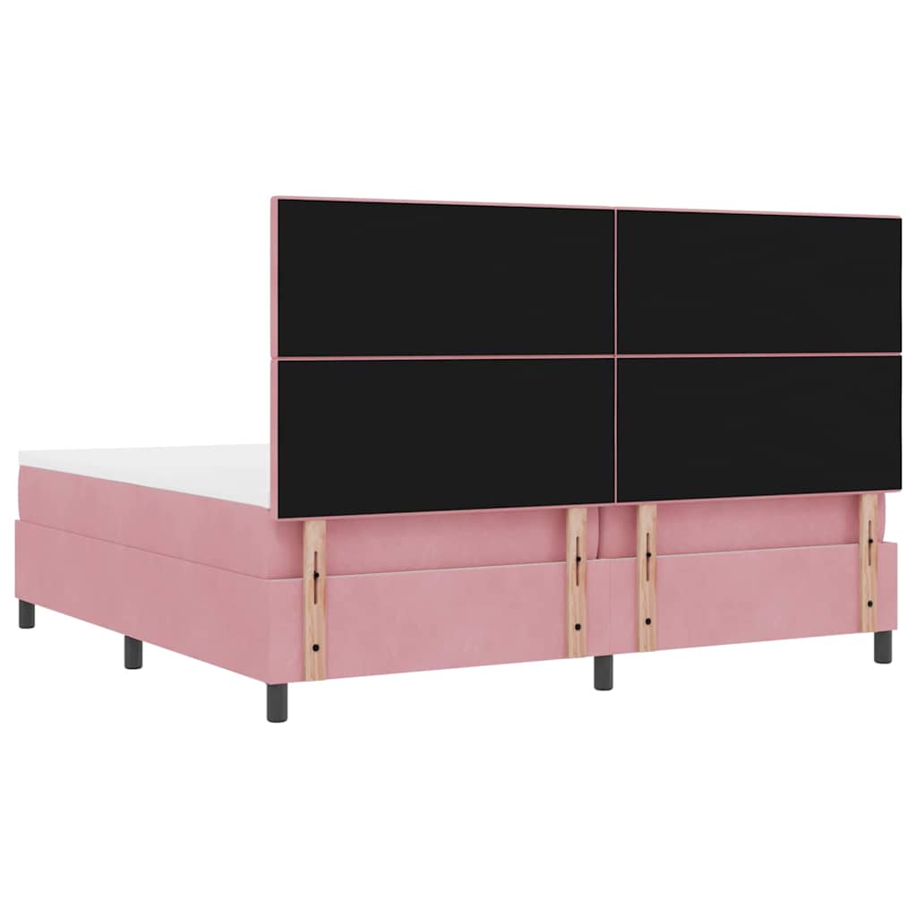 LED Boxspringbett mit Matratze Rosa 200 x 200 cm Stoff