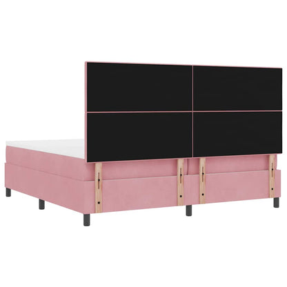 LED Boxspringbett mit Matratze Rosa 200 x 200 cm Stoff