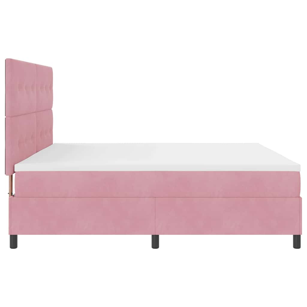 LED Boxspringbett mit Matratze Rosa 200 x 200 cm Stoff