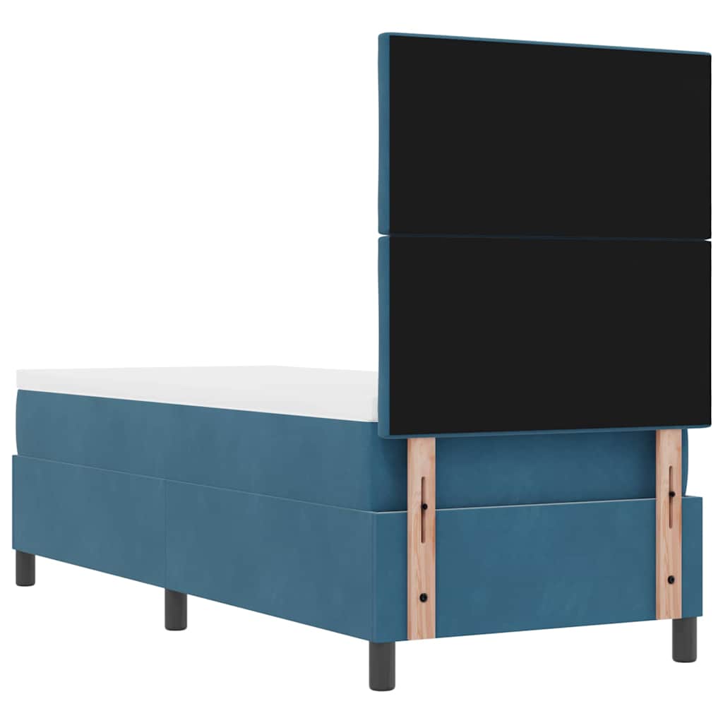 LED Boxspringbett mit Matratze Dunkelblau 80 x 200 cm Stoff