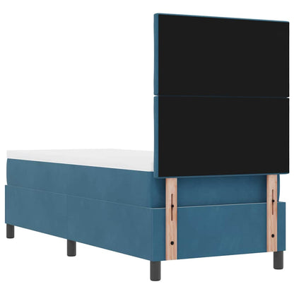 LED Boxspringbett mit Matratze Dunkelblau 80 x 200 cm Stoff