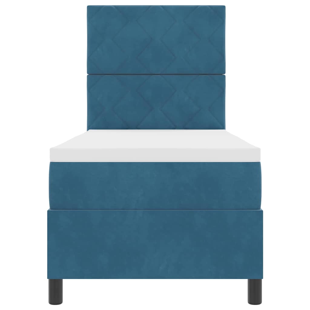 LED Boxspringbett mit Matratze Dunkelblau 80 x 200 cm Stoff