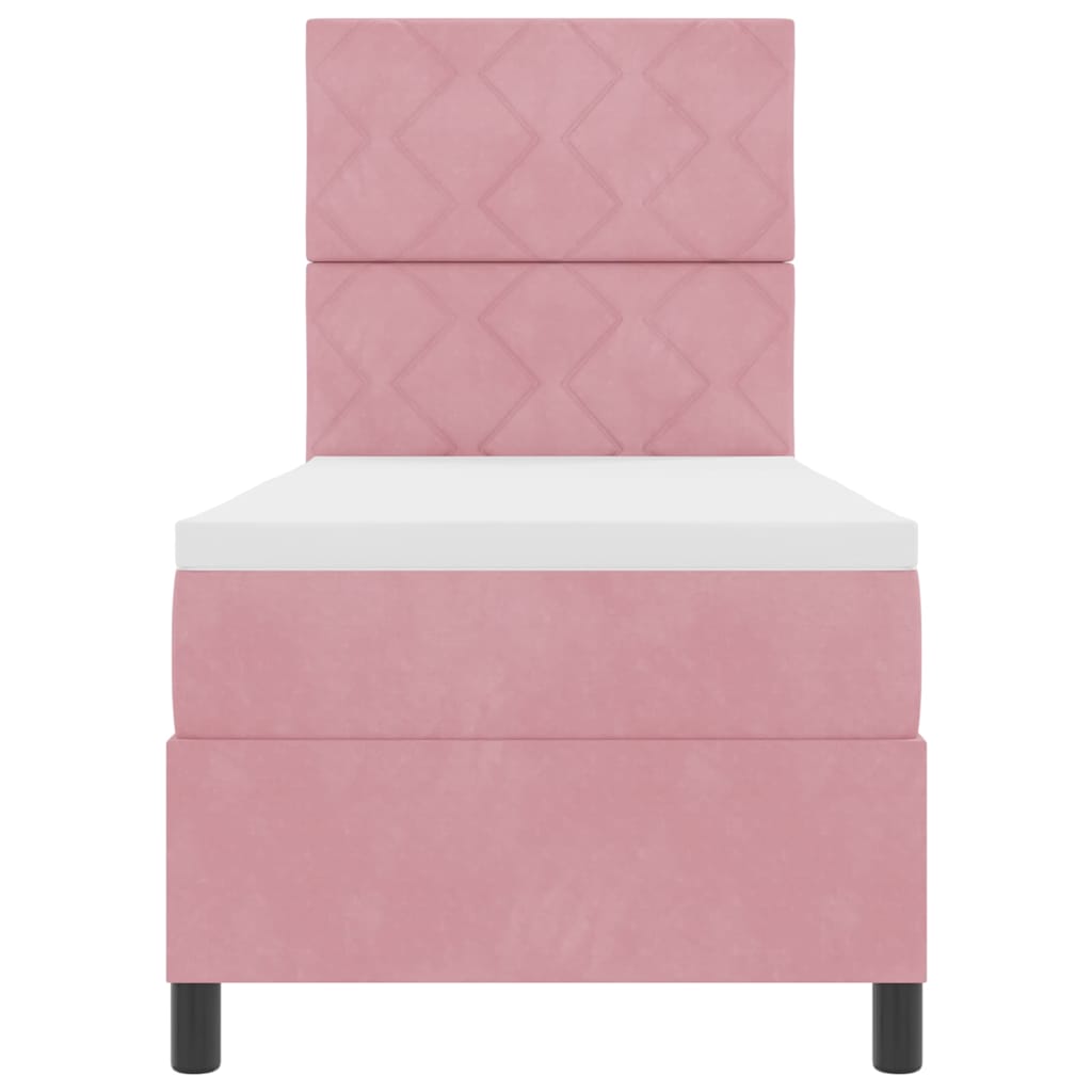 LED Boxspringbett mit Matratze Rosa 80 x 200 cm Stoff