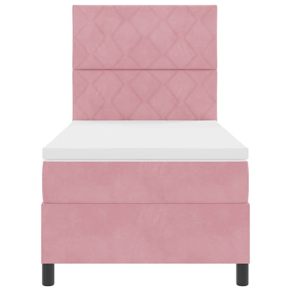 LED Boxspringbett mit Matratze Rosa 90 x 200 cm Samt