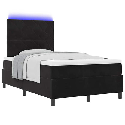 LED Boxspringbett mit Matratze Schwarz 120 x 200 cm Stoff