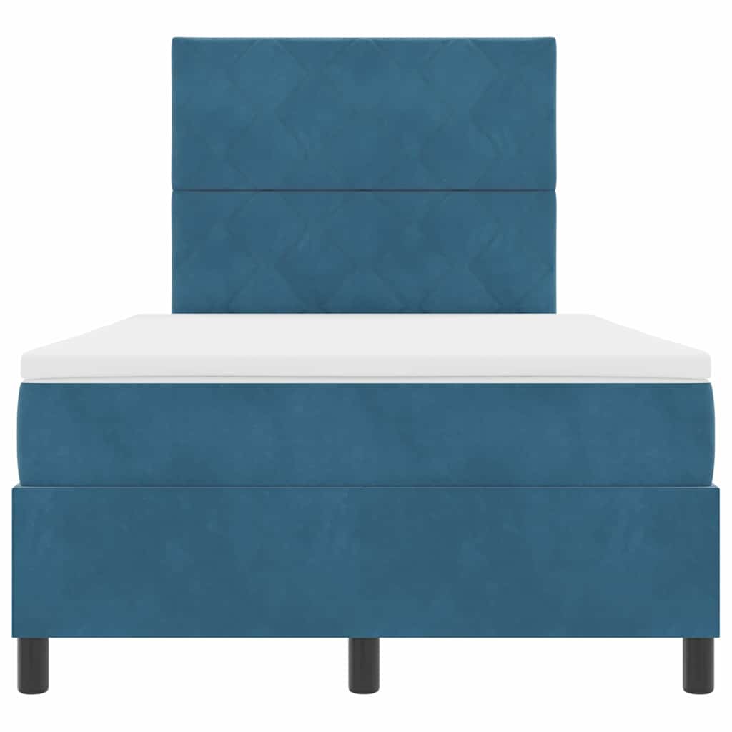 LED Boxspringbett mit Matratze Dunkelblau 120 x 200 cm Stoff