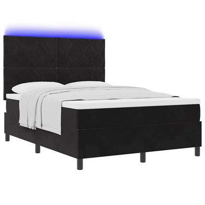 LED Boxspringbett mit Matratze Schwarz 140 x 200 cm Stoff