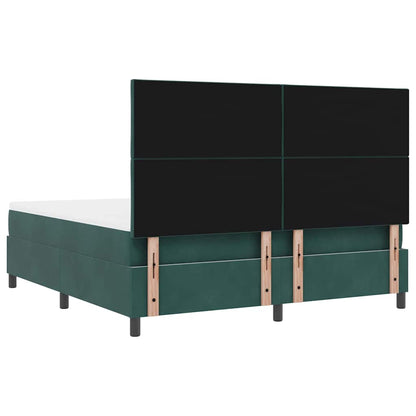 vidaXL LED Boxspringbett mit Matratze Dunkelgrün 180 x 200 cm Stoff