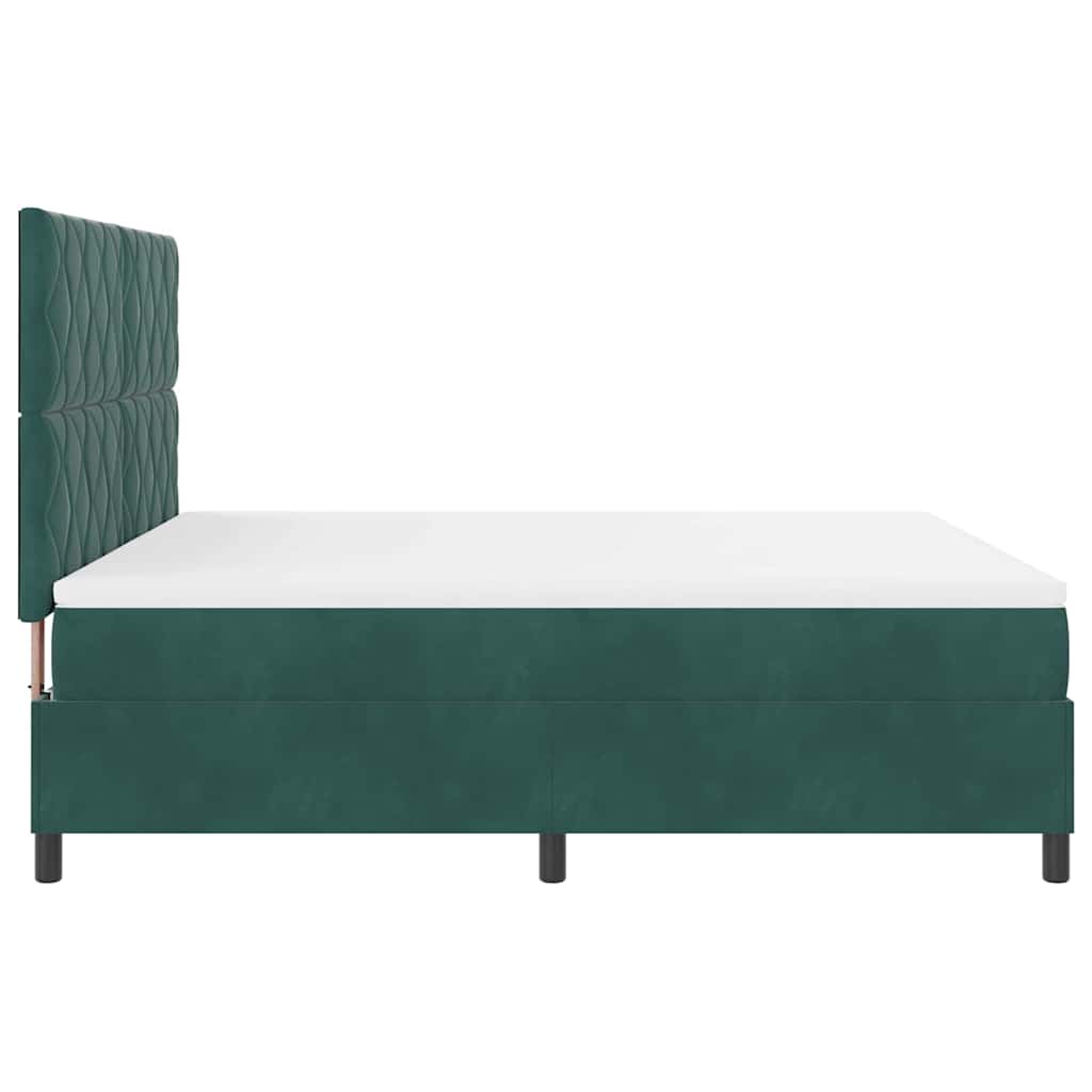vidaXL LED Boxspringbett mit Matratze Dunkelgrün 180 x 200 cm Stoff