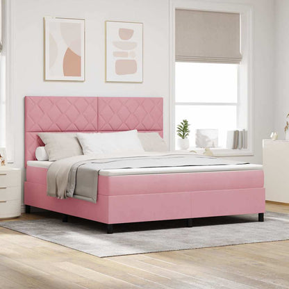 LED Boxspringbett mit Matratze Rosa 180 x 200 cm Samt