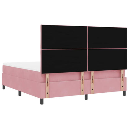 LED Boxspringbett mit Matratze Rosa 180 x 200 cm Samt