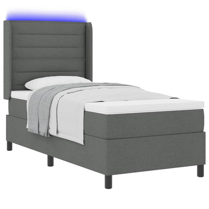 LED Boxspringbett mit Matratze Dunkelgrau 80 x 200 cm Stoff