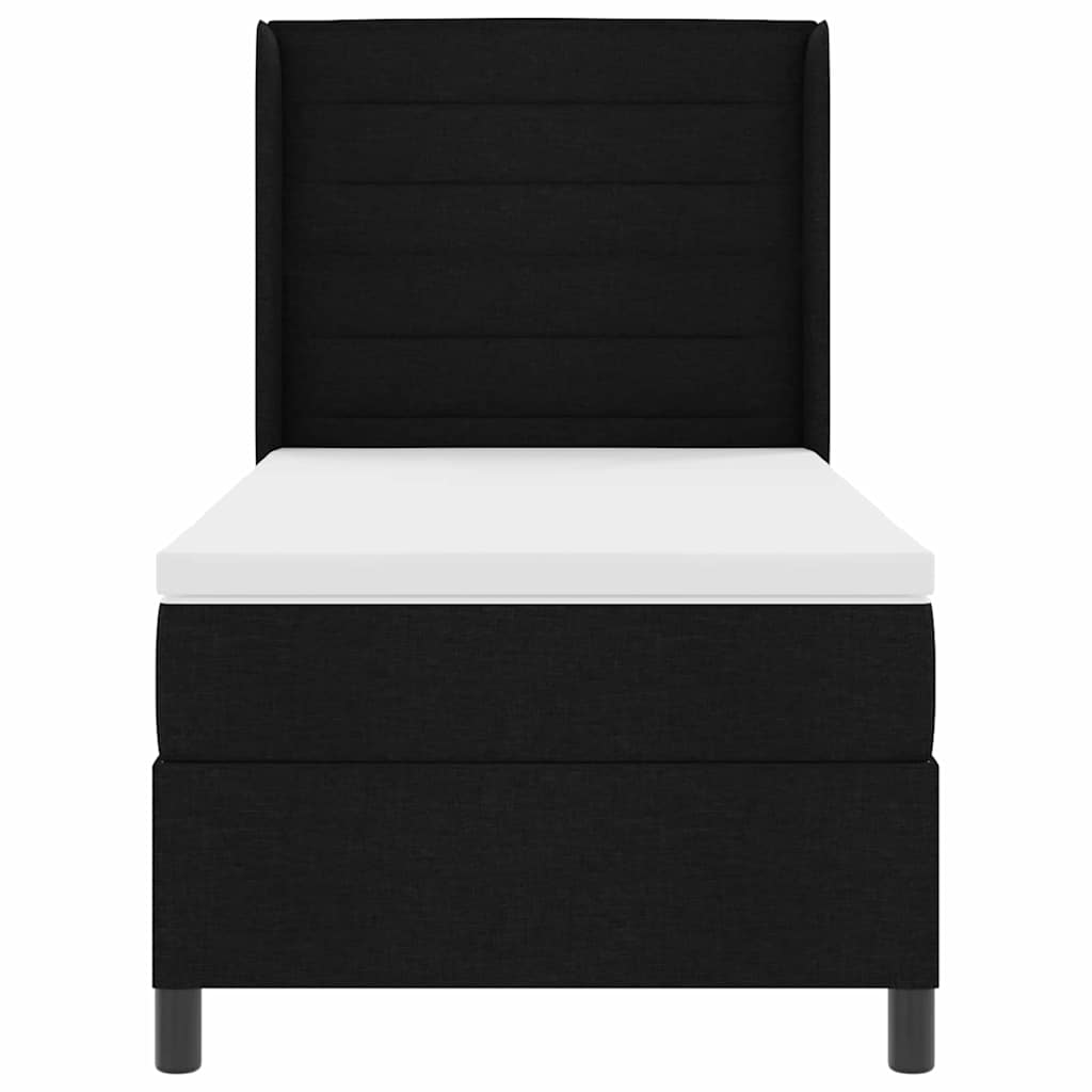 LED Boxspringbett mit Matratze Schwarz 90 x 190 cm Stoff